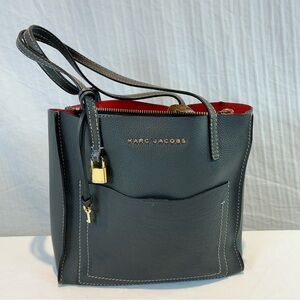 Marc Jacobs "The Grind" Charcoal Gray Leather tote bag